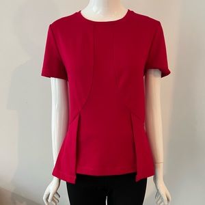 BCBG MAXAZRIA Ponte Red Peplum Top